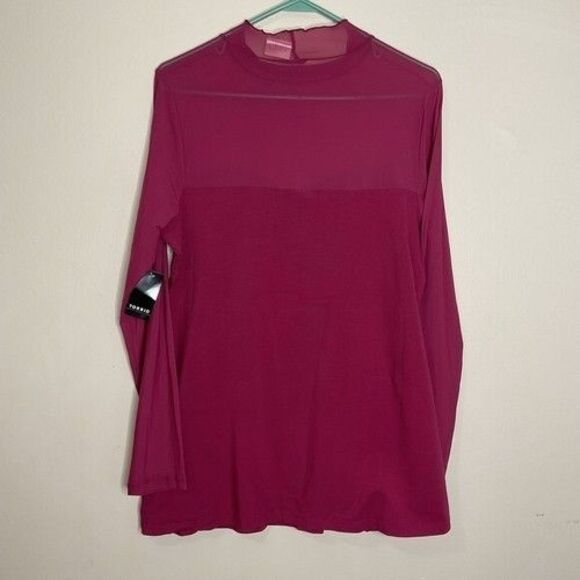 NWT Torrid Pink Stretch Mesh Foxy MockNeck Long Sleeve Blouse Women Plus Size 2X - Picture 3 of 9